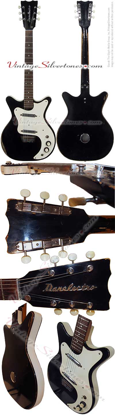 Danelectro Hand Vibrato 4021, semi-hollow body, electric guitar with 2 pickups in black circa 1964