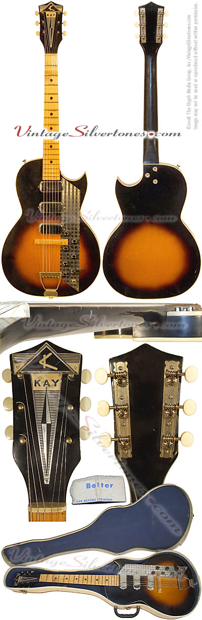 Kay model 1963 three pickups, tobaccoburst, semi-hollow body, electric guitar 1961 made in Chicago, IL USA