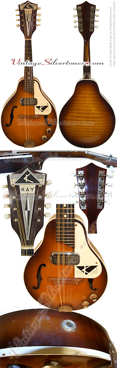 Kay model K495 one pickup, tobaccoburst, hollow body, electric mandolin 1968 made in Chicago, IL USA
