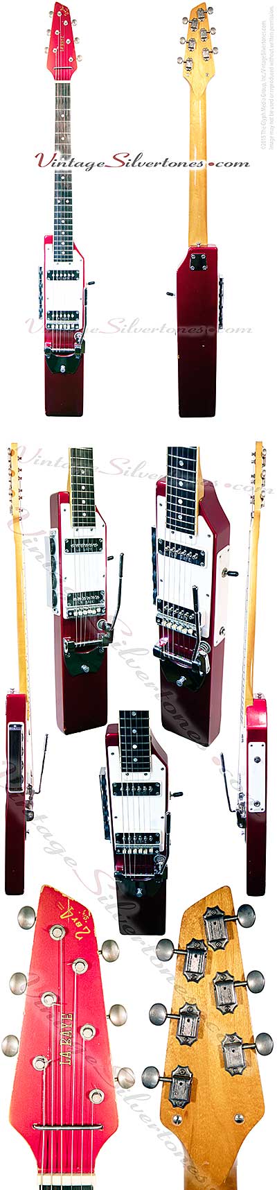 La Baye 2x4 Six guitar- 2 pickup, red solid body electric guitar, tremolo, made in Neodesha, Kansas USA circa 1967