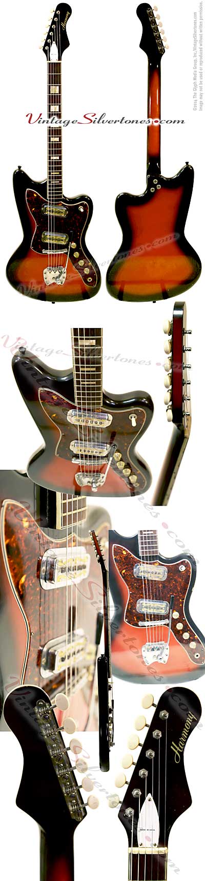 Harmony H19 Silhouette, 2 single coil pickup electric guitar solid body Cherry Redburst, made in Chicago Harmony Holy Grail model circa 1965