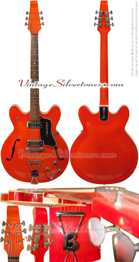 BURNS-BALDWIN Model 706 ES-335 style semi-hollow body translucent red finish, made in Italy assembled in the US