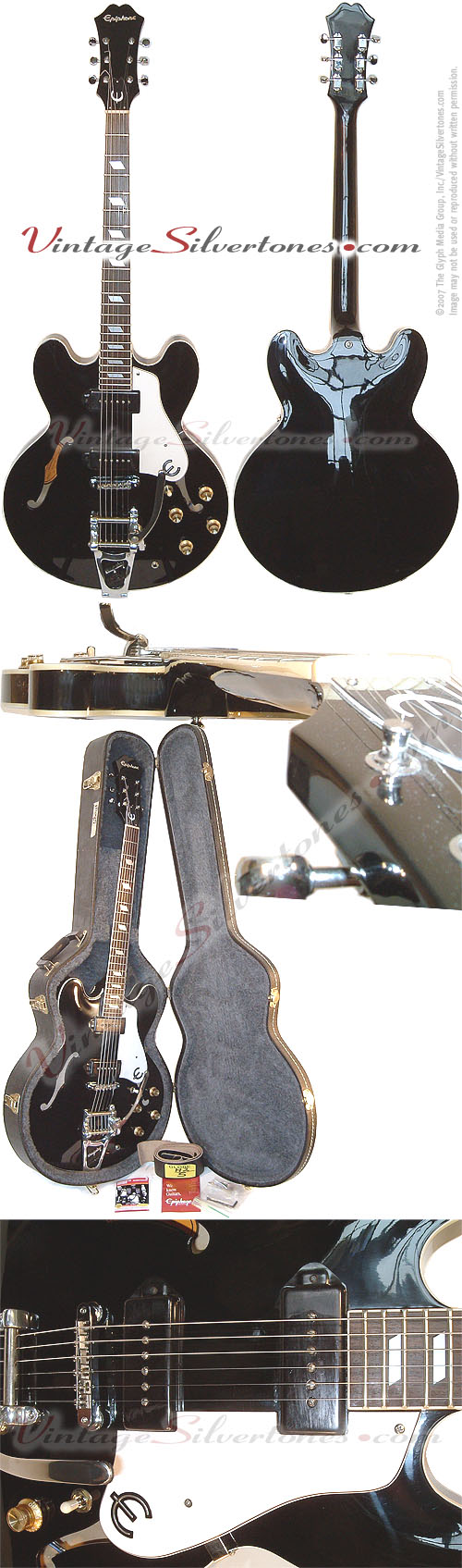 Epiphone Casino - Robert Quine's 1995 2 pickup (Duncan's) black semi-hollow body including a package of Robert Quine collectables