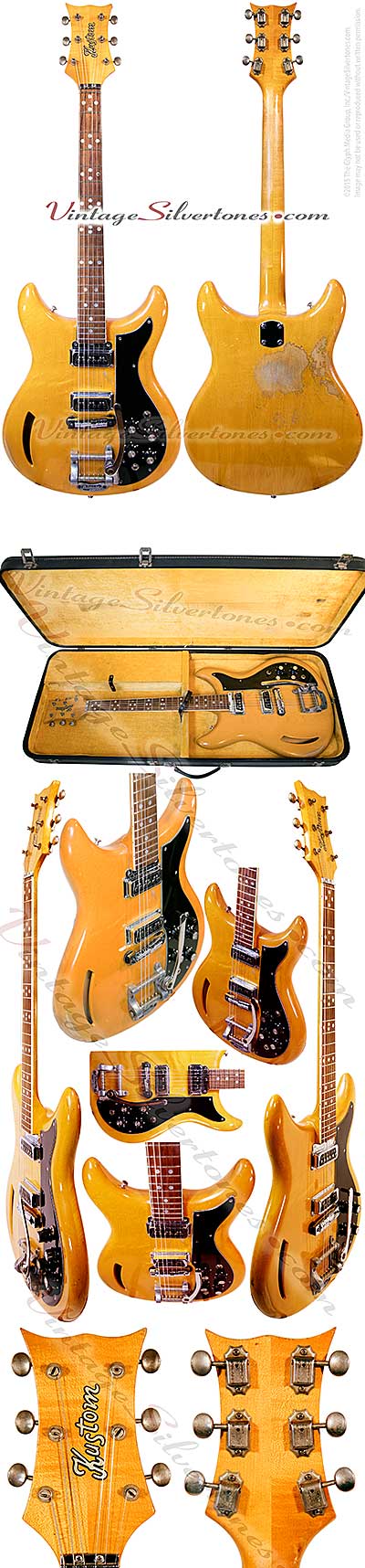 Kustom, k200a, blonde, 2pu, double cutaway, semihollow body, whammy tailpiece, cat's eye hole