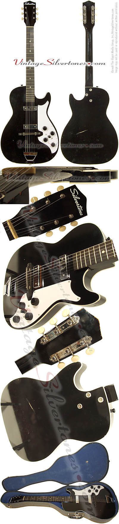 Silvertone 1420L - Harmony Stratotone - 2 pickup, black hollow body electric guitar made in Chicago IL USA 1962 - B-11/2008