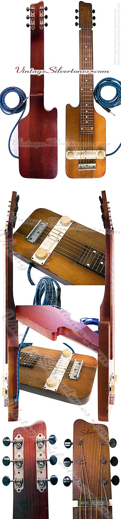 Silvertone lap steel - danelectro - 1 pickup, natural cherry finish hardwood solid body electric lap steel guitar made in Neptune, NJ USA 1953