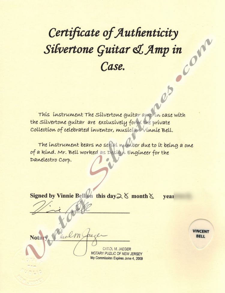 Silvertone 1448 amp-in-case - prototype - certificate of authenticity