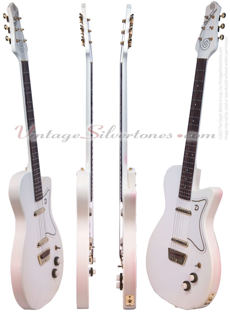 Danelectro '56 Single Cutaway Guitar/U2 electric guitar two pickups, white, gold hardware, ohsc, made in China 2011 reissue-sides