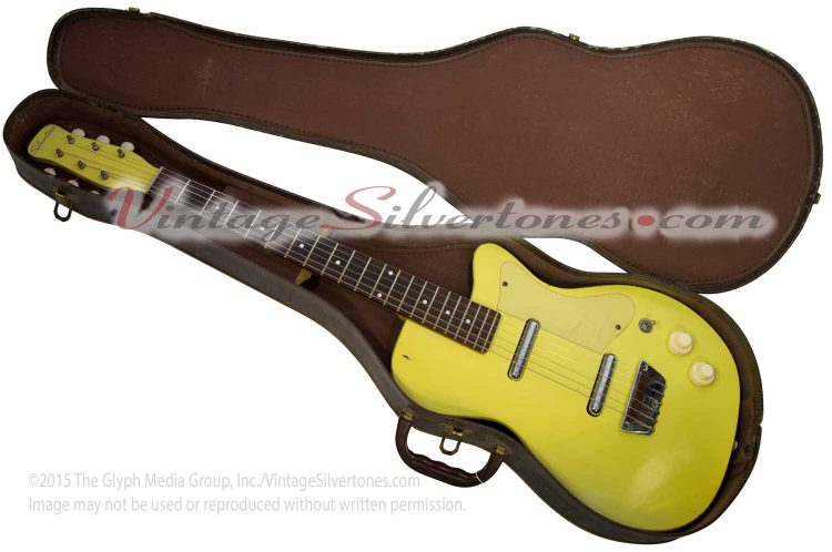 Silvertone 1360/U2 electric guitar two pickups, yellow, ohsc made in Neptune in 1956 by Danelectro - case
