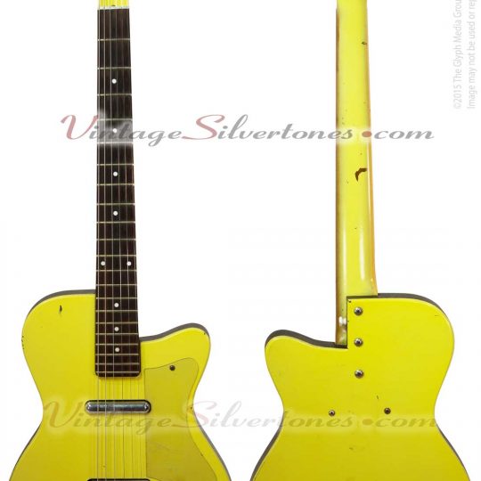 Silvertone 1360/U2 electric guitar two pickups, yellow, ohsc made in Neptune in 1956 by Danelectro - front-back