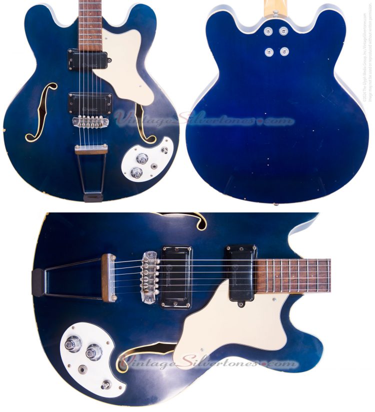 Mosrite Celebrity 3 - 2 pickups, blue circa 1968-body front-back