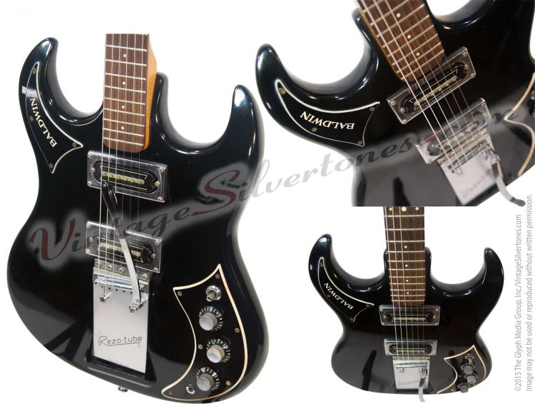 BALDWIN-BURNS BABY BISON electric guitar, 2pu, black finish, ohsc made in England - body details