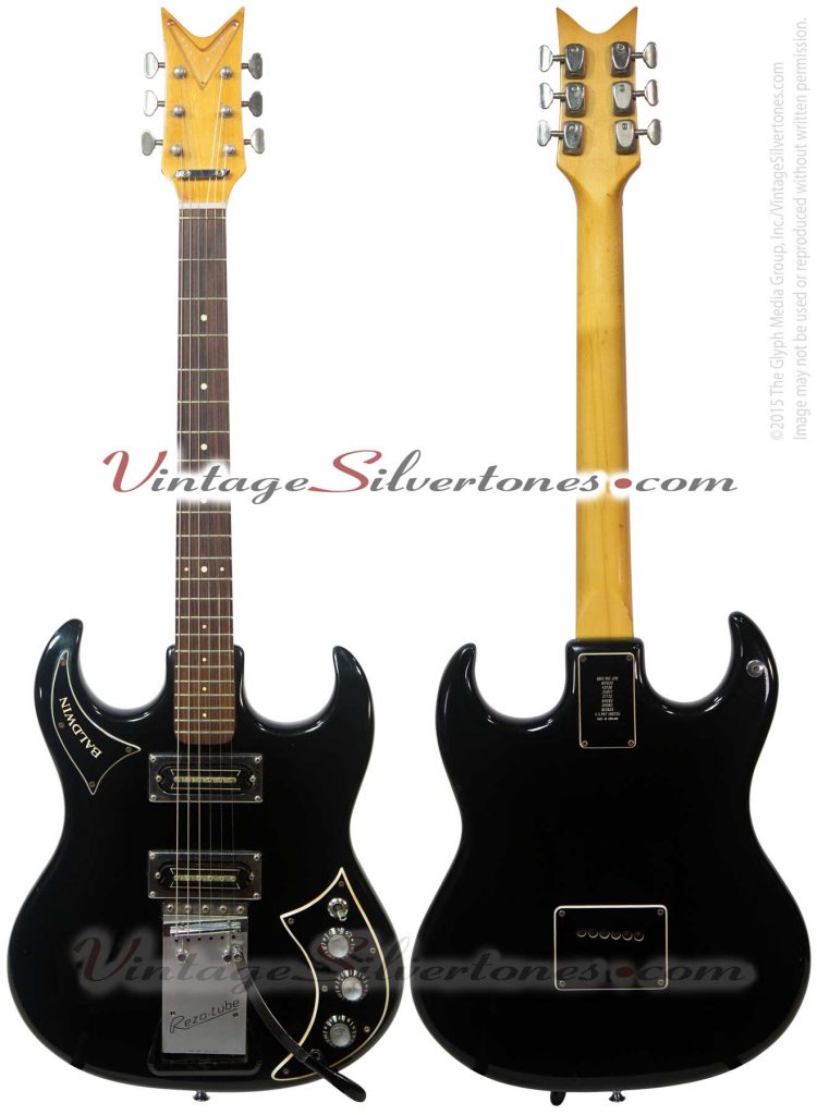 BALDWIN-BURNS BABY BISON electric guitar, 2pu, black finish, ohsc made in England - front-back