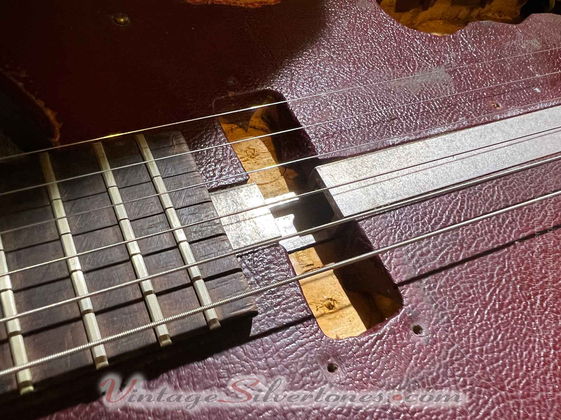 Silvertone 1375/U1 electric guitar one pickup, red tolex, made in Neptune in 1954 by Danelectro - pickup pocket in body
