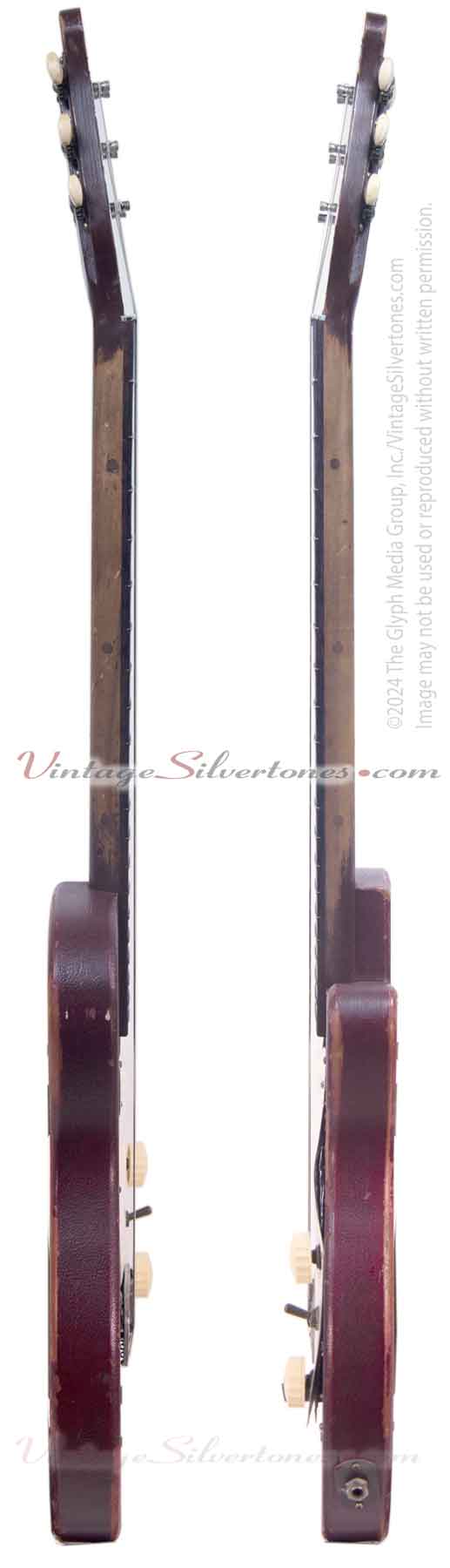 Silvertone 1375/U1 electric guitar one pickup, red tolex, made in Neptune in 1954 by Danelectro - sides